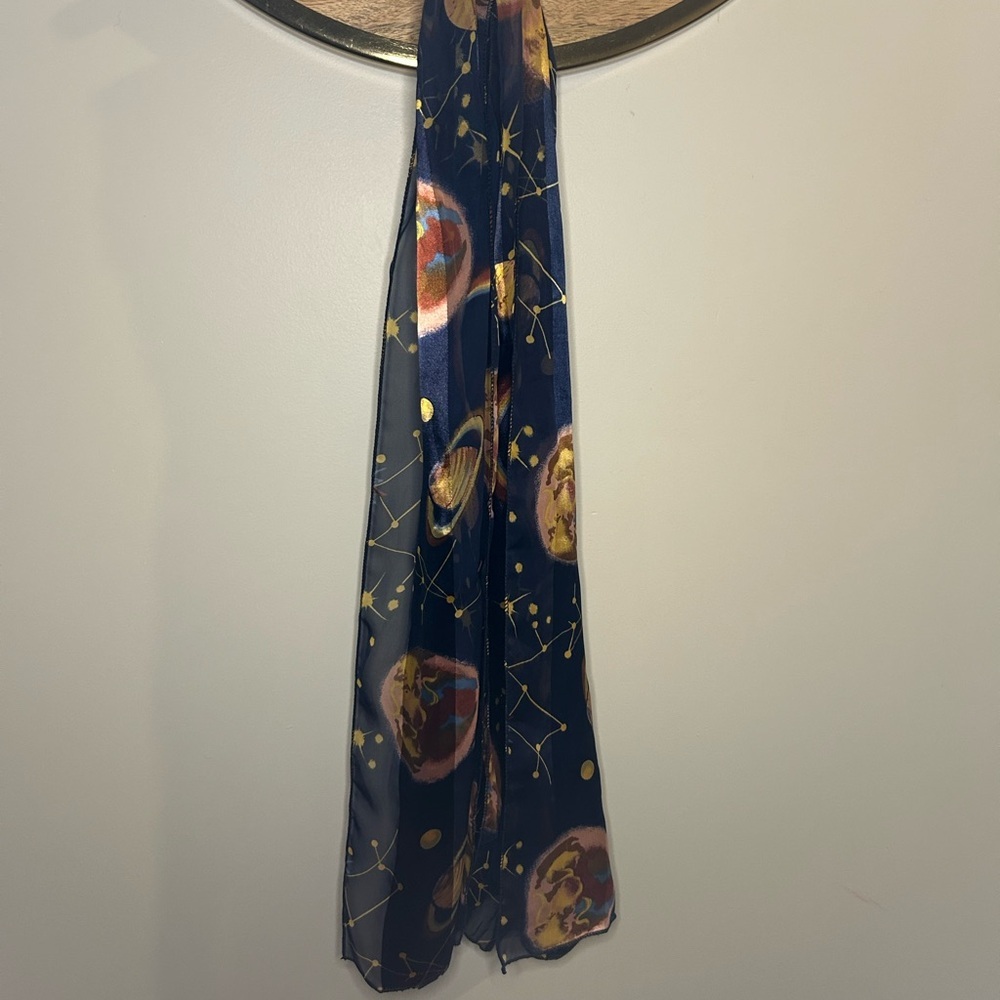 Source Unknown Cosmic Print Scarf in Blue and Gold